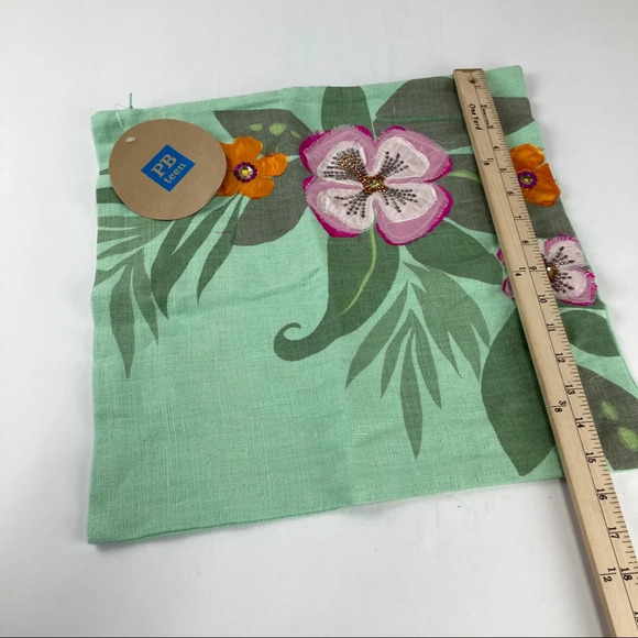 Pottery Barn PB Teen Green Floral Throw Pillowcase NWT - Picture 2 of 4
